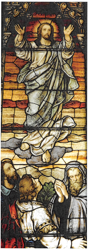 Stained Glass window depicting the Ascension of Christ